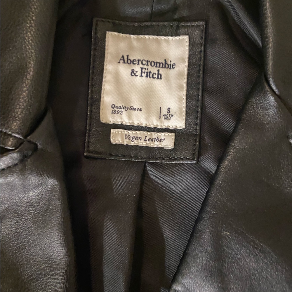 Abercrombie & Fitch Black Vegan Leather Jacket - Picture 2 of 4